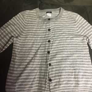 J Crew Women’s Grey & White Striped Sweater